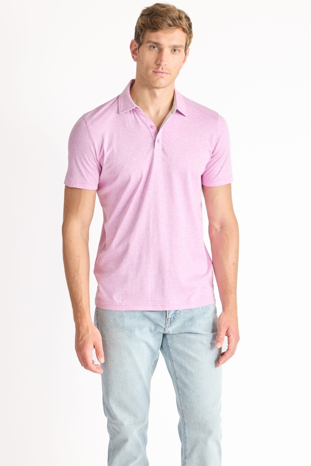 Raffi Open Collar Polo - Violet