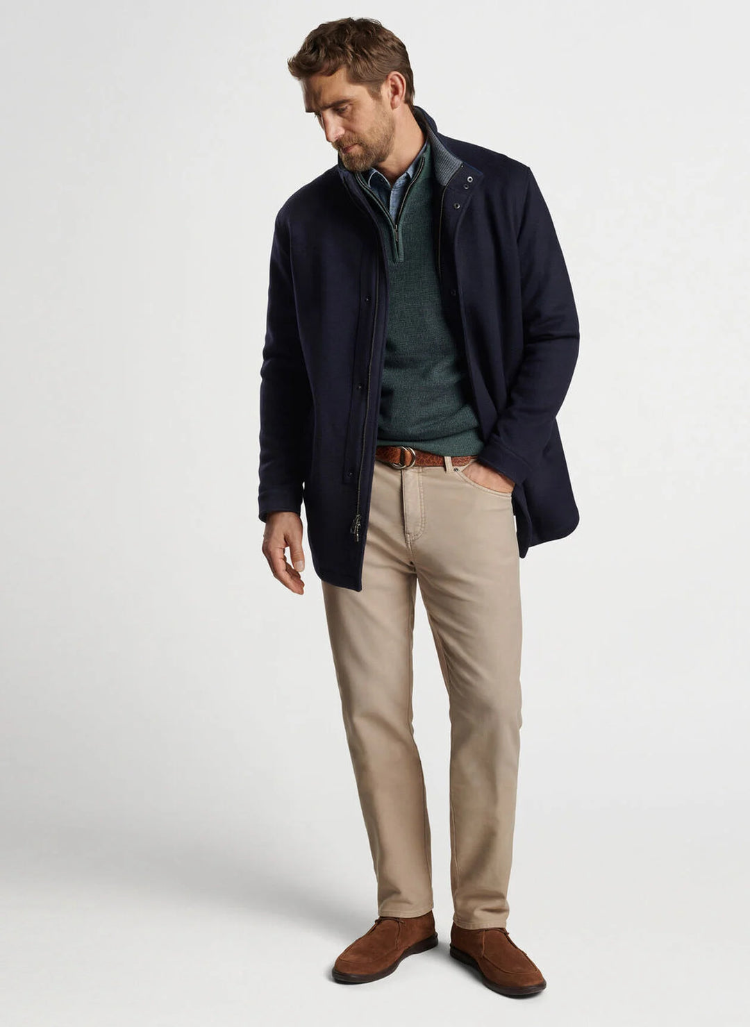 Peter Millar Crown Flex Fleece City Coat - Navy