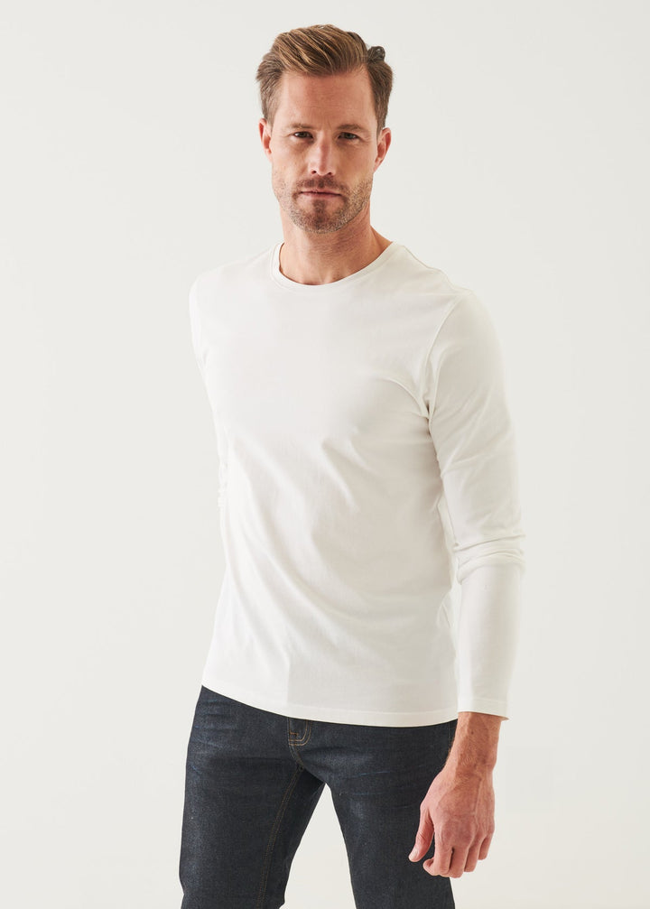 Patrick Assaraf LS Crew Tee - White