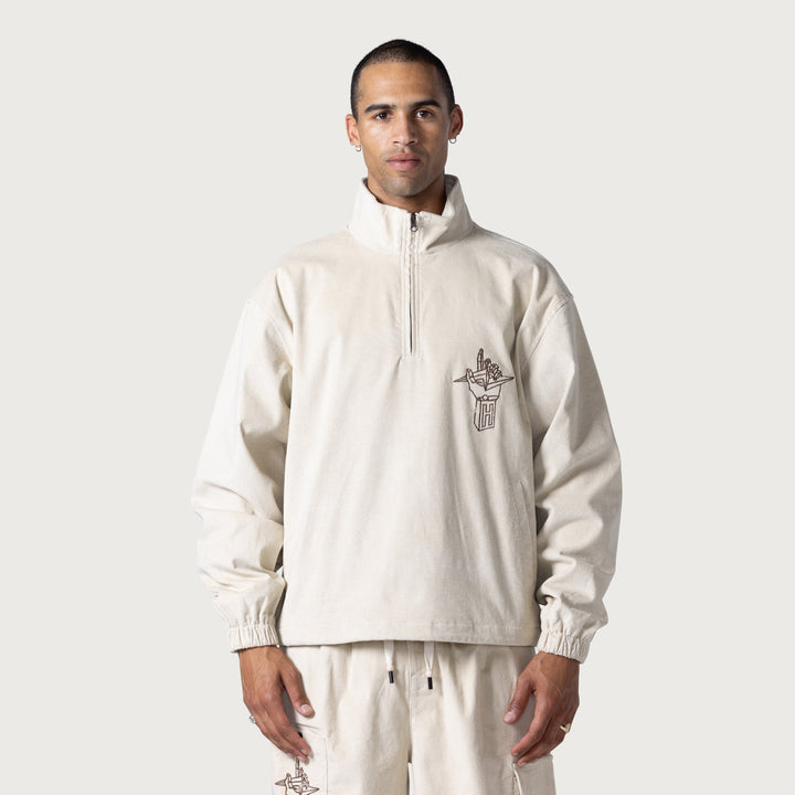 Honor The Gift Corduroy Quarter Zip Anorak - Cream