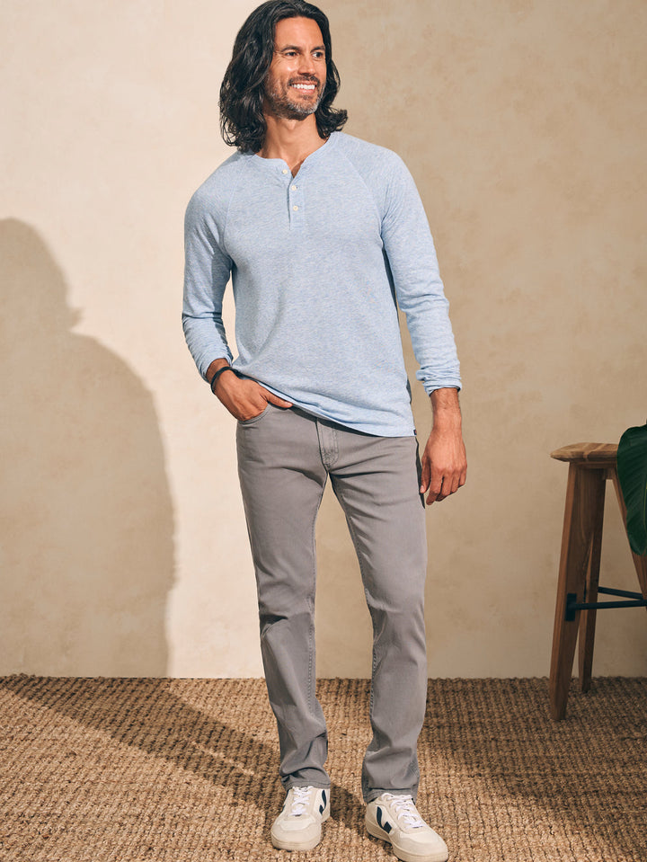 Faherty Cloud Ls Henley- Light Blue Heather