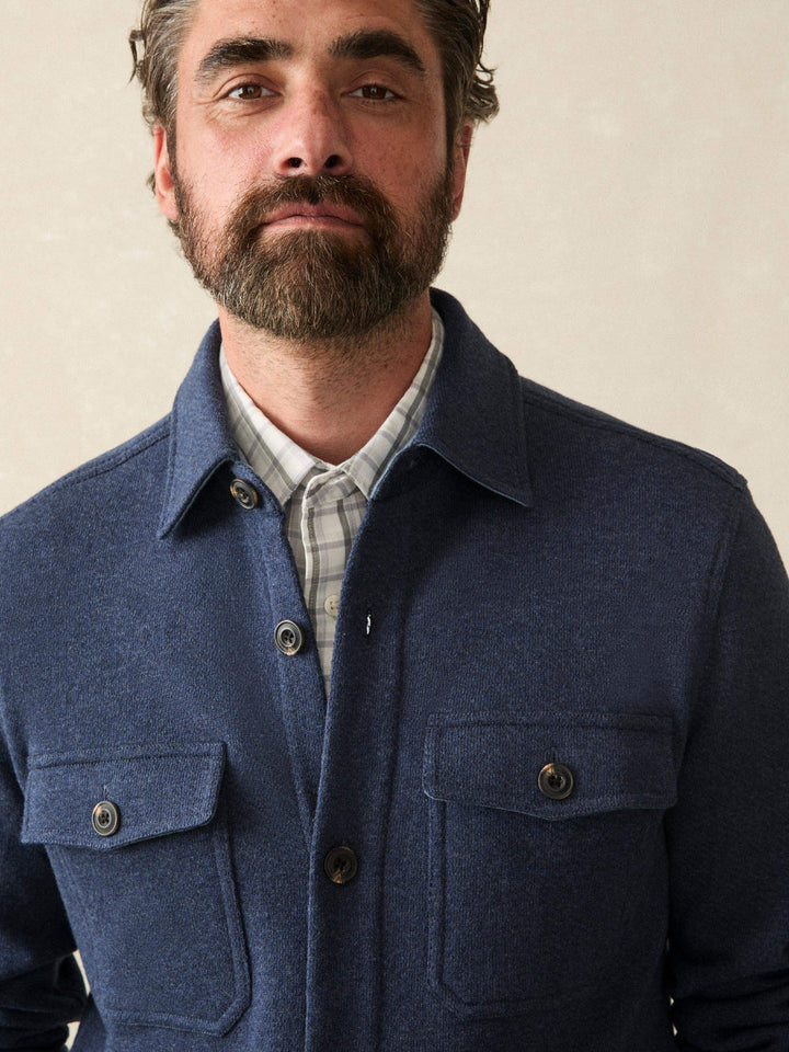 Faherty Knit CPO Jacket - Navy Night Melange