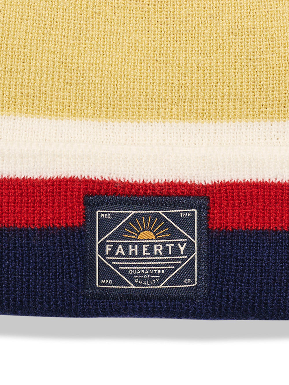 Faherty Striped Workwear Beanie- Blue/Orange