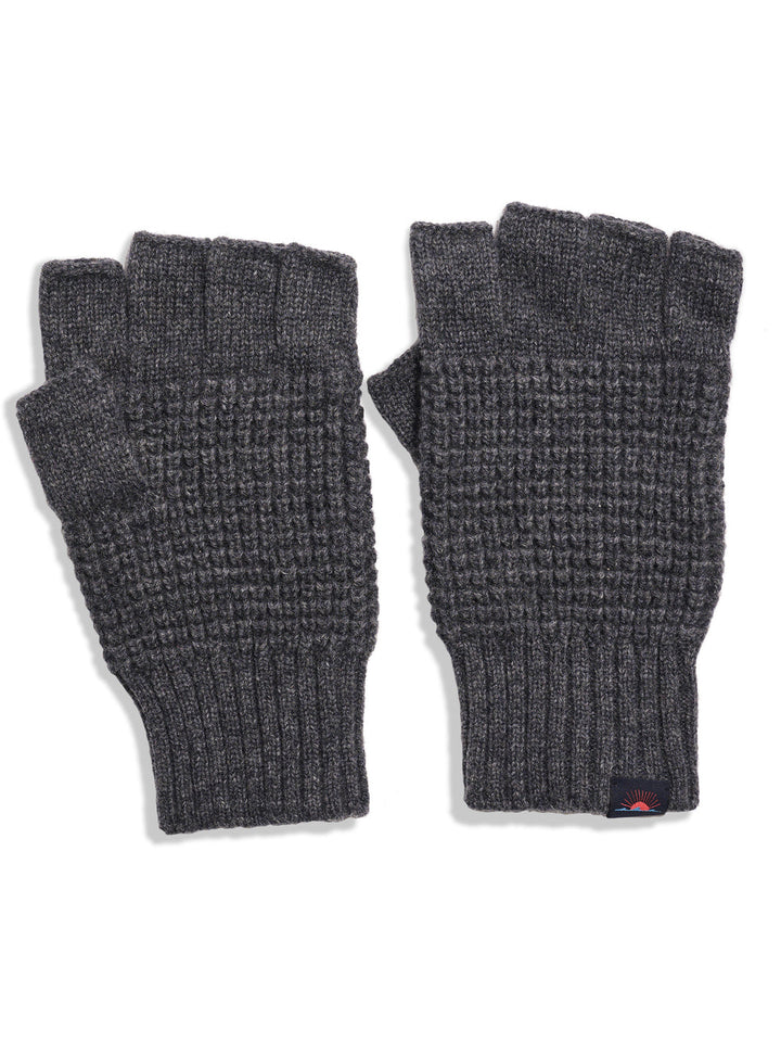 Faherty Waffle Fingerless Gloves - Charcoal