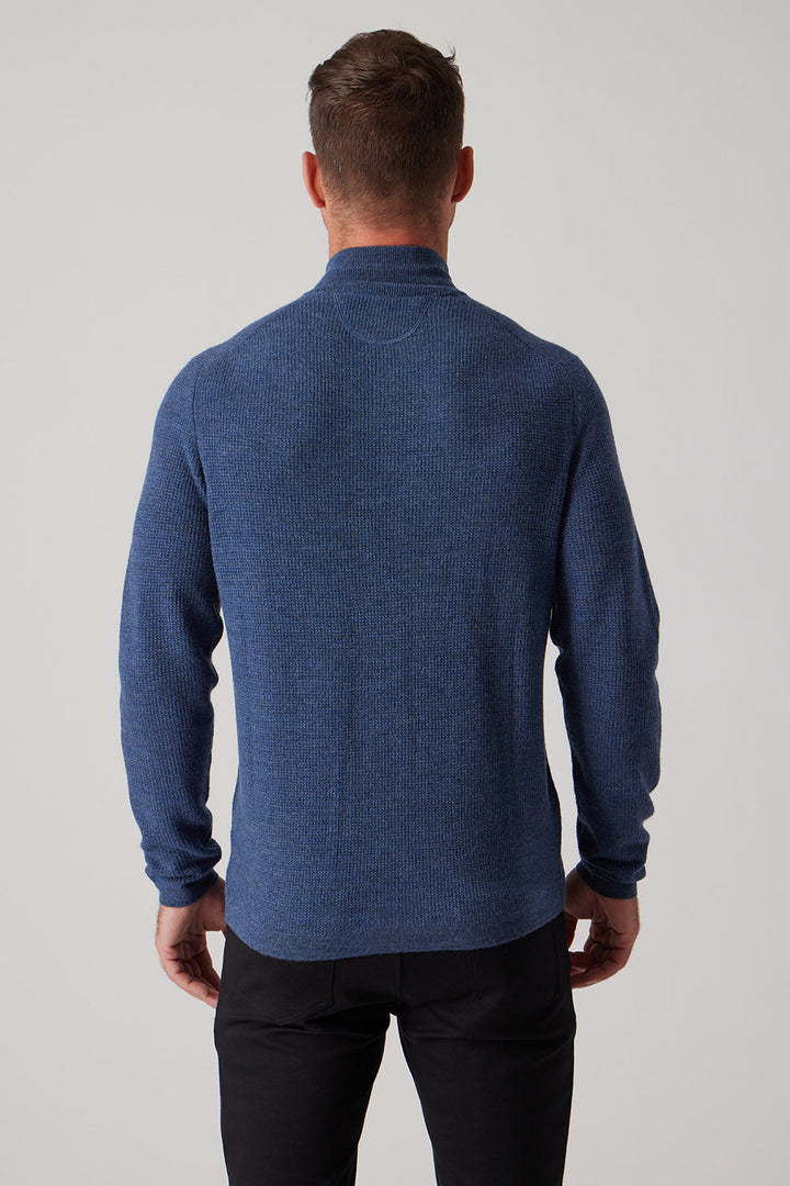 Raffi Merino Waffle Quarter Zip - Indigo