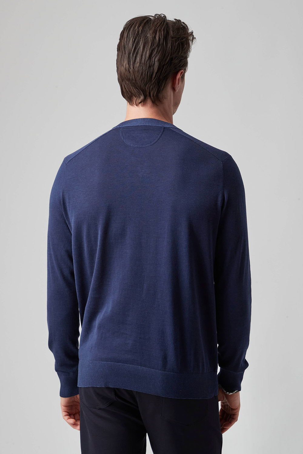 Raffi Jersey Vneck Sweater - Navy