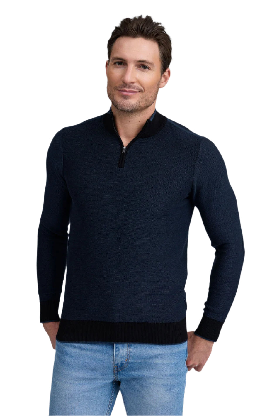 Raffi Zip Mock Sweater - Black