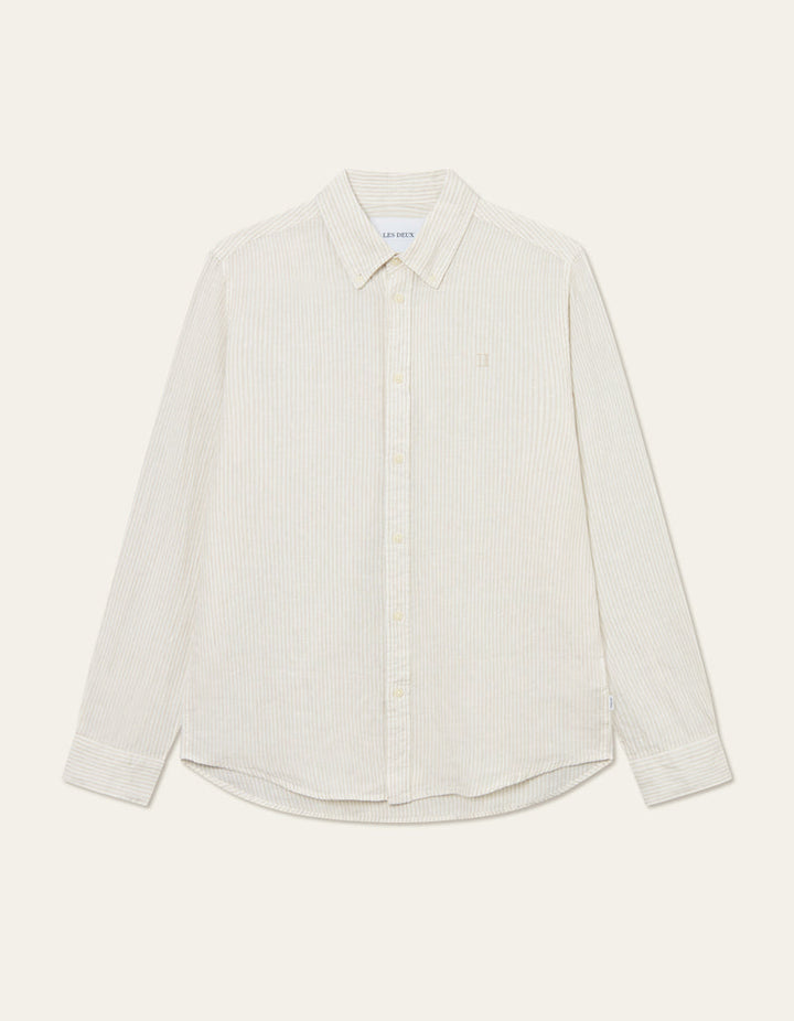 Les Deux Kristian Linen B.D. Shirt - Ivory/Walnut