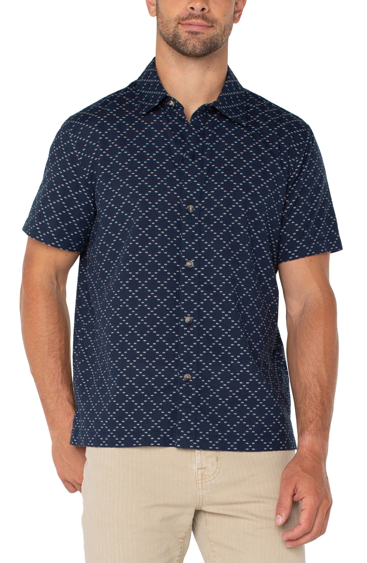 Liverpool Los Angeles SS Button Up Shirt - Navy/White