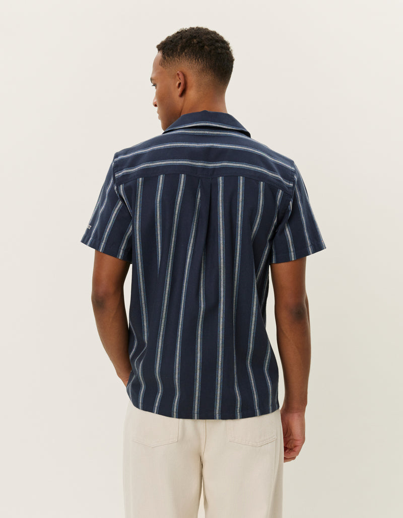 Les Deux Lawson Stripe SS Shirt - Navy