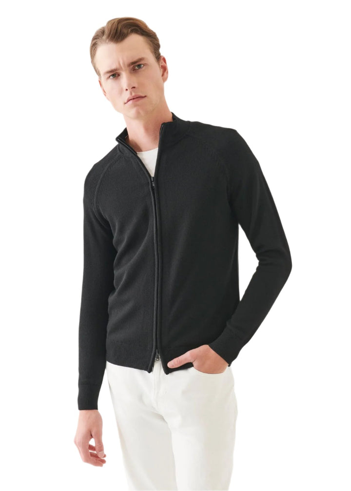 Patrick Assaraf Merino Zip Cardigan - Black