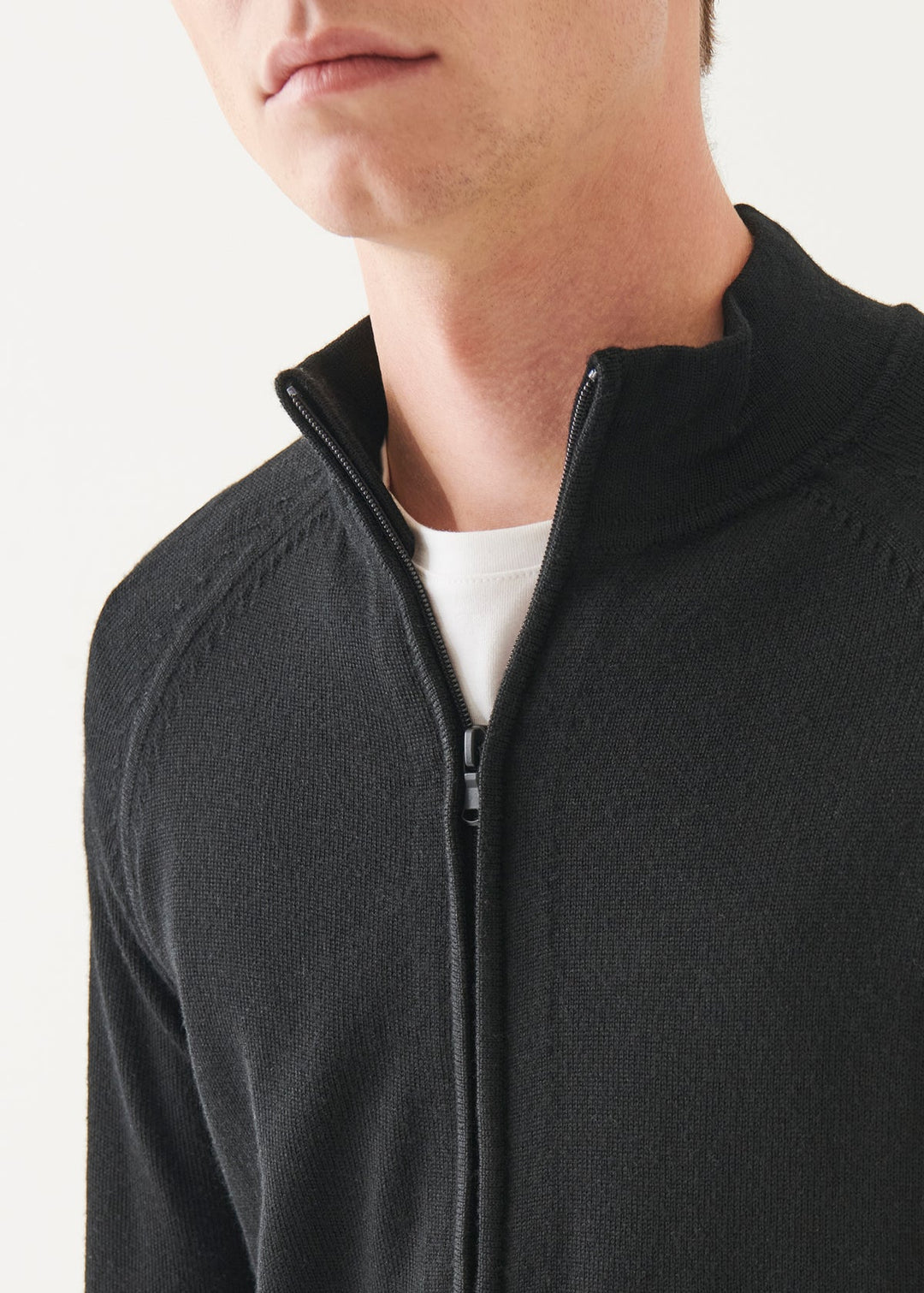 Patrick Assaraf Merino Zip Cardigan - Black