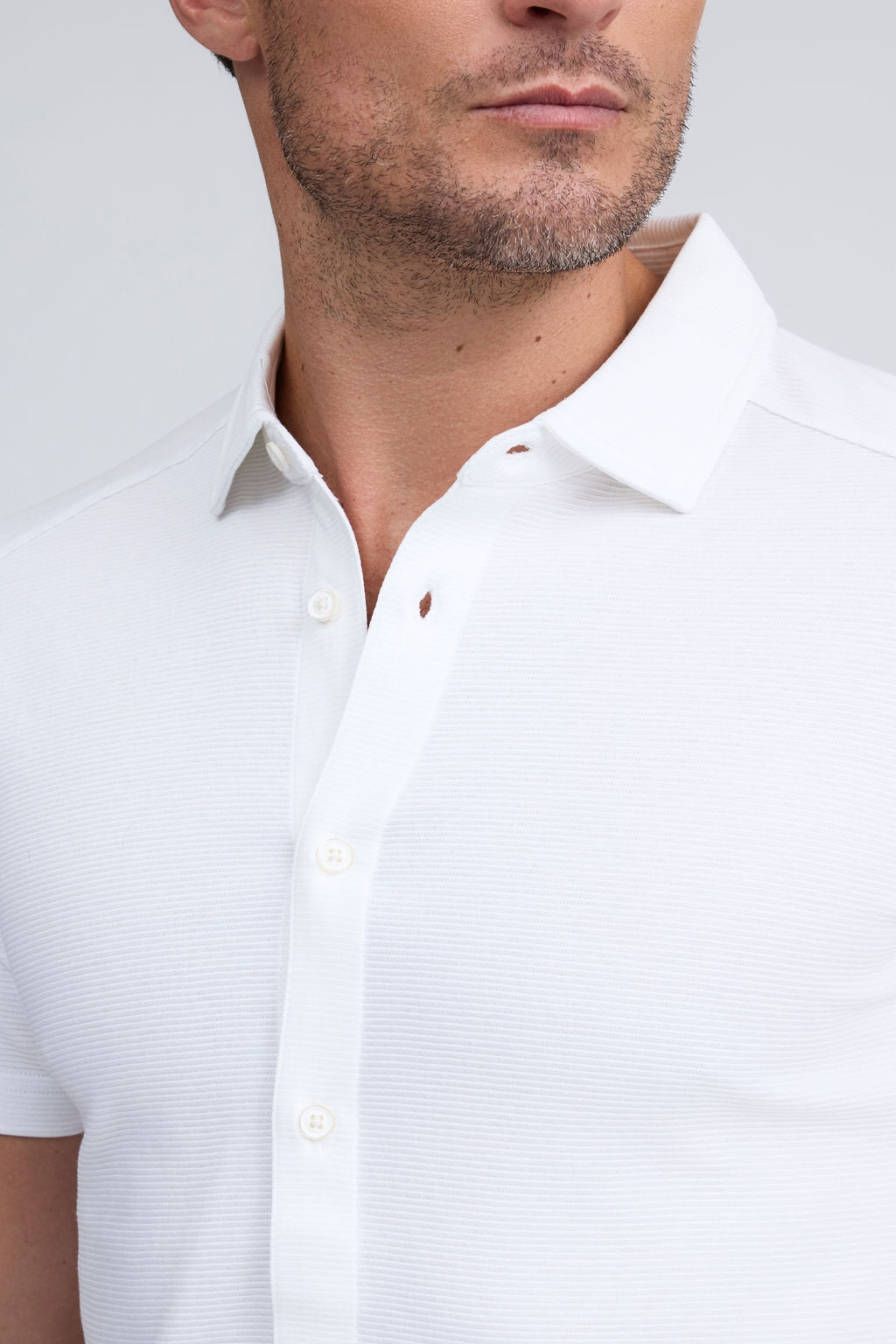 Raffi Textured SS Button-down Shirt - White