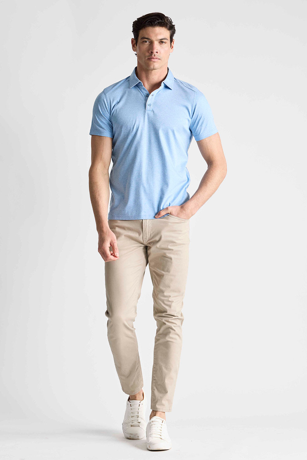 Raffi Open Collar Polo - Water