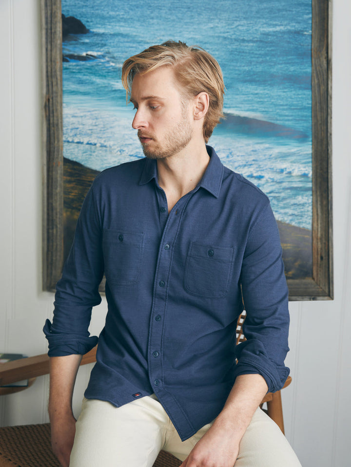 Faherty Sunwashed Knit Shirt - Dune Navy