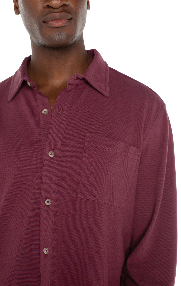 Liverpool Los Angeles LS Button Up Shirt - Wine