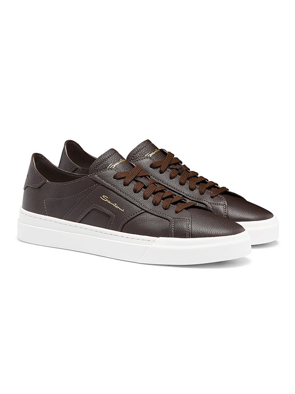 Santoni Double Buckle Sneaker - Dark Brown