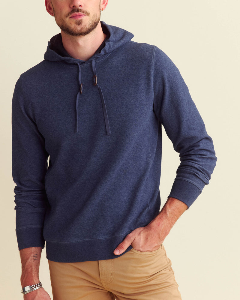 Billy Reid Rib Hoodie Pullover - Denim Blue