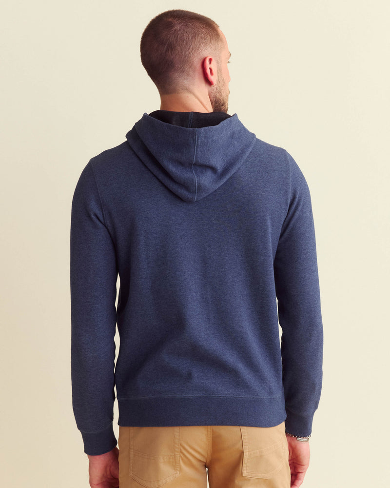 Billy Reid Rib Hoodie Pullover - Denim Blue