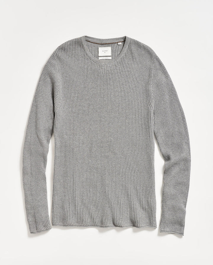 Billy Reid Mini Waffle Crew - Grey