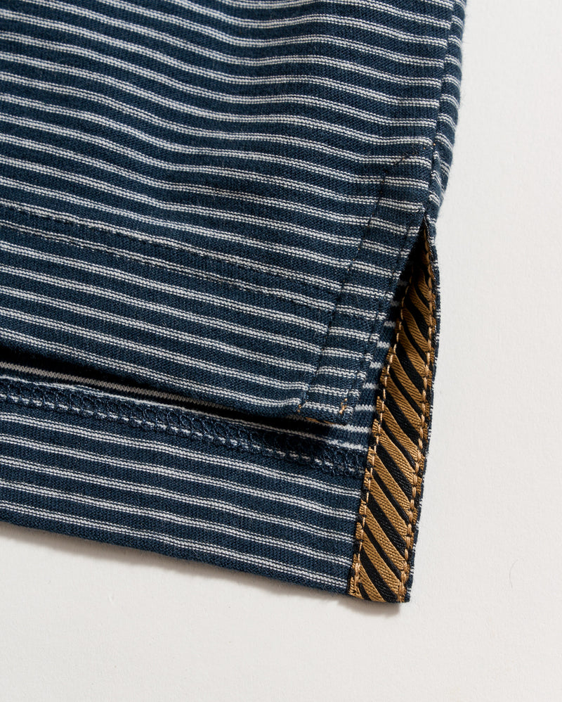 Billy Reid Stripe Pensacola Polo - Carbon Blue/Silver